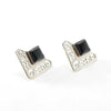 Silver Amara Earrings with Black Stone