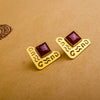 Gold Amara Earrings with Brown Stone