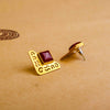 Gold Amara Earrings with Brown Stone