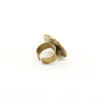 Brass gold ring featuring arabic calligraphy of the word "Peace".