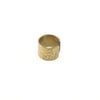 Handmade Gold brass ring featuring ornate Arabic calligraphy of the words "Love Never Fails". 